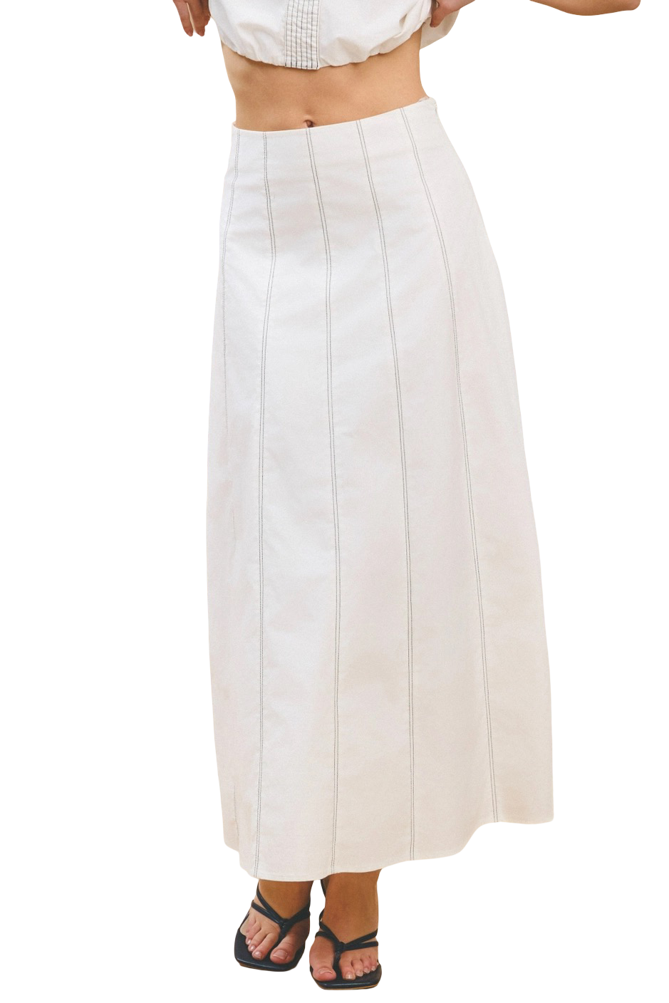 Apparel-TCEC Contrast Topstitch Maxi Skirt