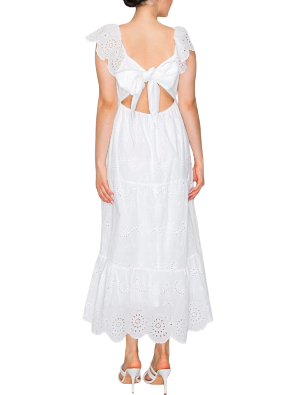 Haute Monde Lace Embroidery Eyelet Midi Dress