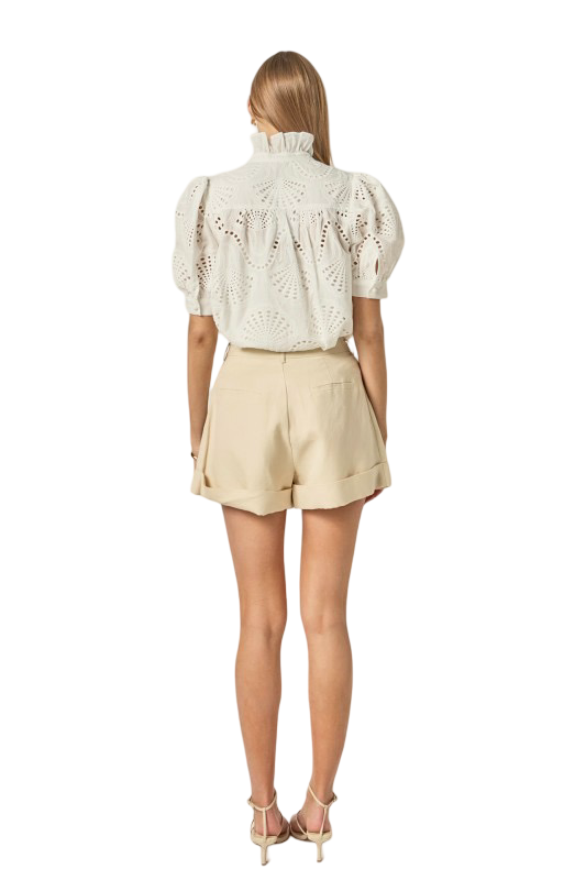 English Factory Embroidered Eyelet Ruffled Blouse Shirt