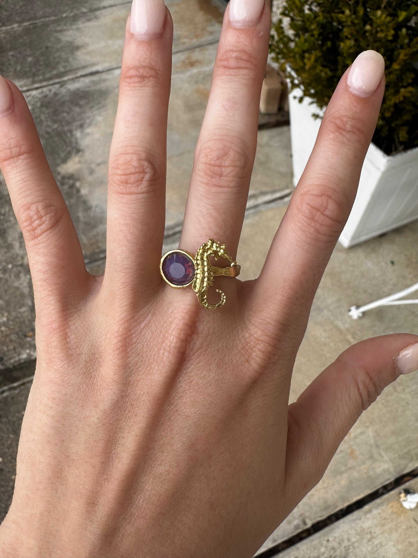 Rings- Kalliope Bronze Seahorse Amethyst Opal Crystal Ring