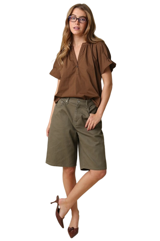 Olivaceous Hylee Ruffle Sleeve Peasant Blouse Top