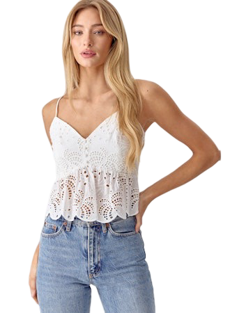 Apparel- Adelyn Rae Chelsea Cotton Eyelet Tank