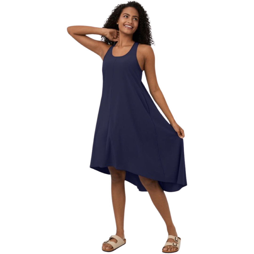 Apparel- Halara Breezeful* Backless Racerback Side Pocket High Low Midi Dress