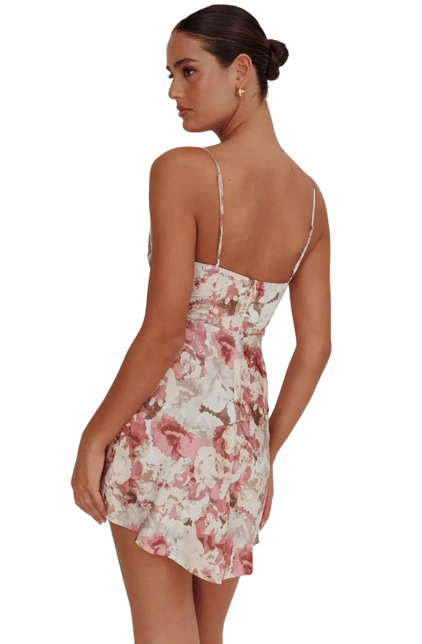 Apparel- One and Only Cowl Neck Floral Mini Dress