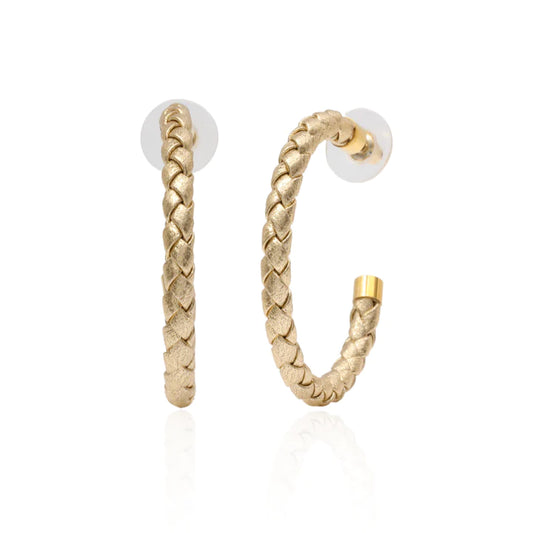 Earrings- Keva Gold Braided Hoops