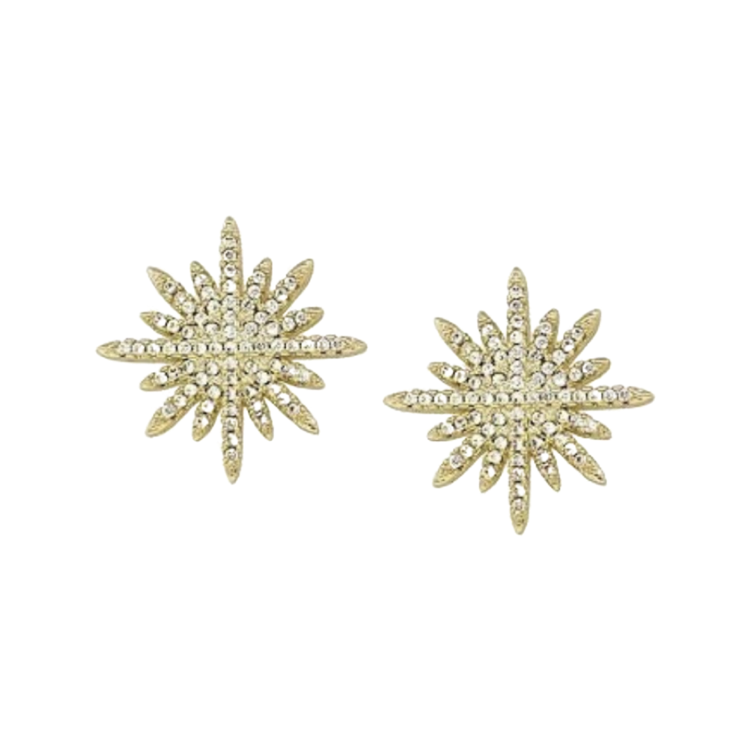 Pendientes: Aretes tipo botón M&E Bling Starburst con cristales