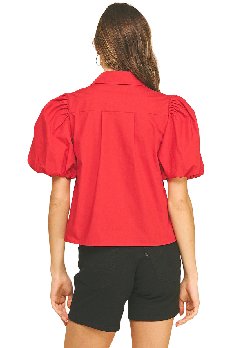 Apparel- Pinch Bubble Sleeve Short Sleeve Top