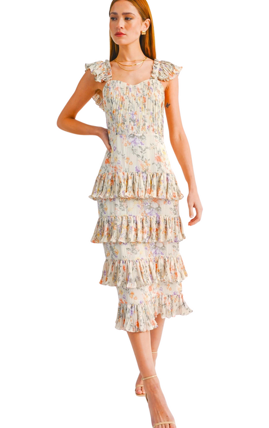 Apparel- Reset by Jane Kristi Floral Tiered Ruffled Maxi Dress