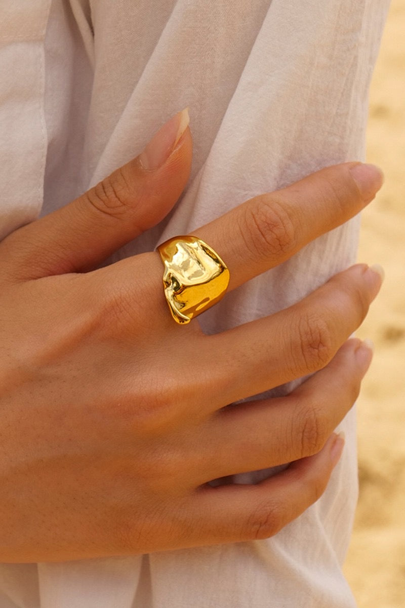 Rings- M&E Bling Chunky Gold Irregular Open Ring