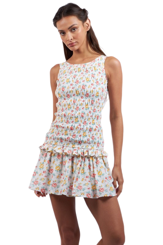 Apparel- Sky to Moon Smocked Body Ruffle Mini Dress