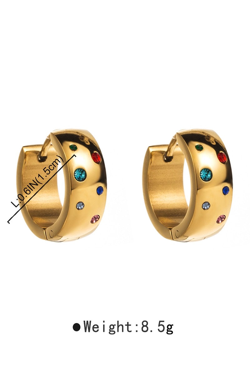 Earrings- M&E Bling Stainless Steel CZ Huggie Earrings