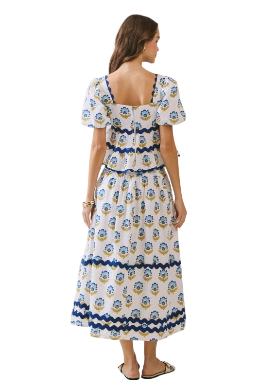 Apparel- TCEC Floral Print Contrast Border Midi Skirt