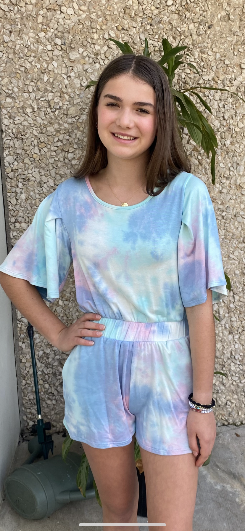 Girls- Erge Tie Dyed Terry Romper
