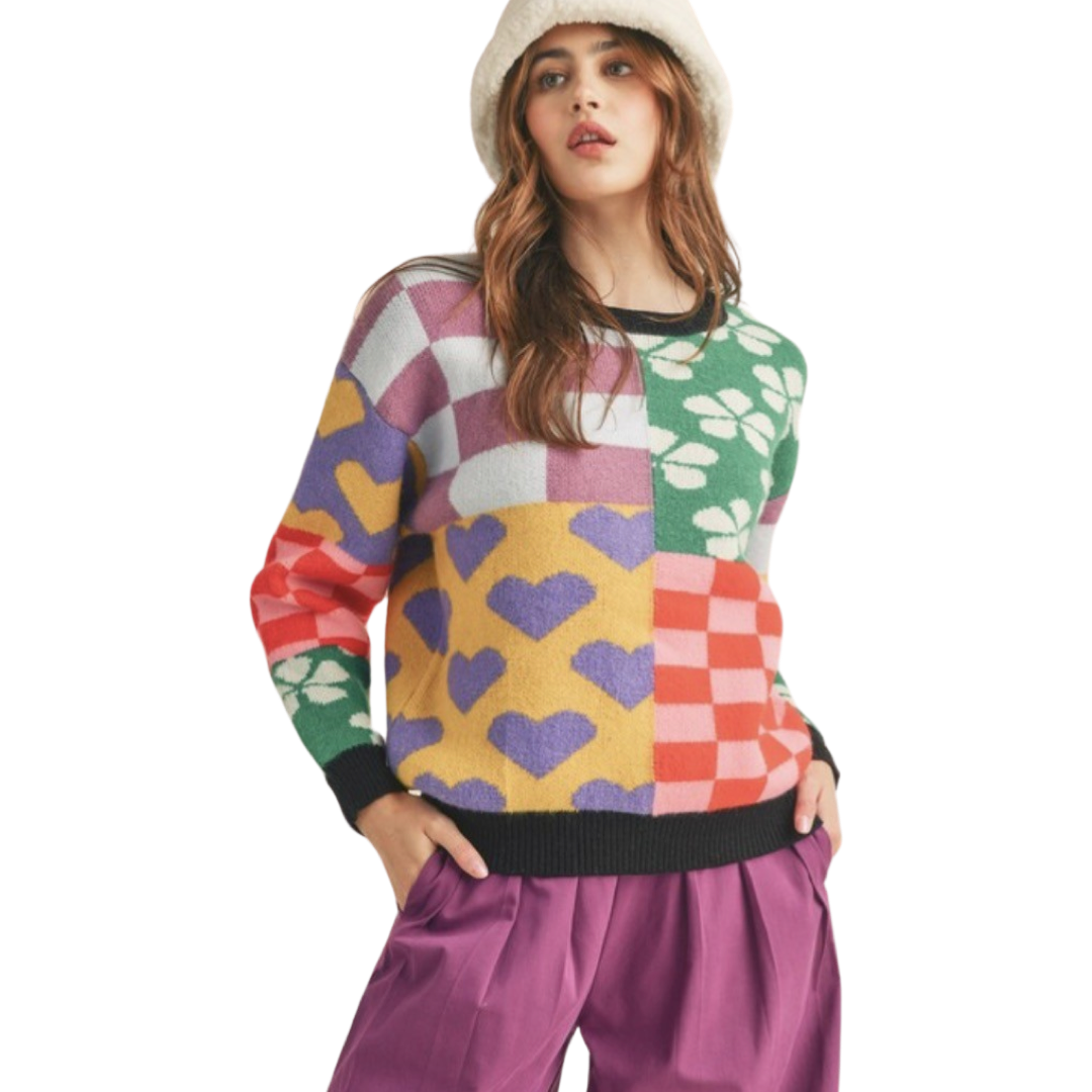 Apparel- En Merci Multi Pattern Patch Sweater