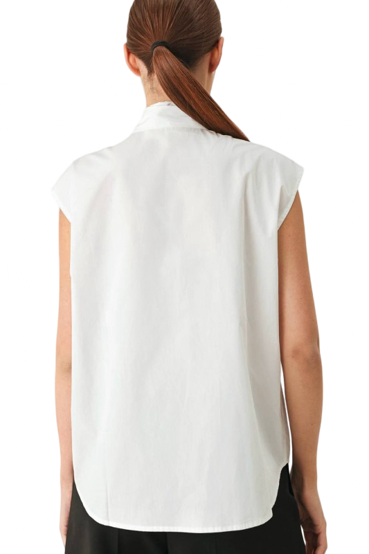 Flying Tomato Button Front Bow Tie White Blouse Top