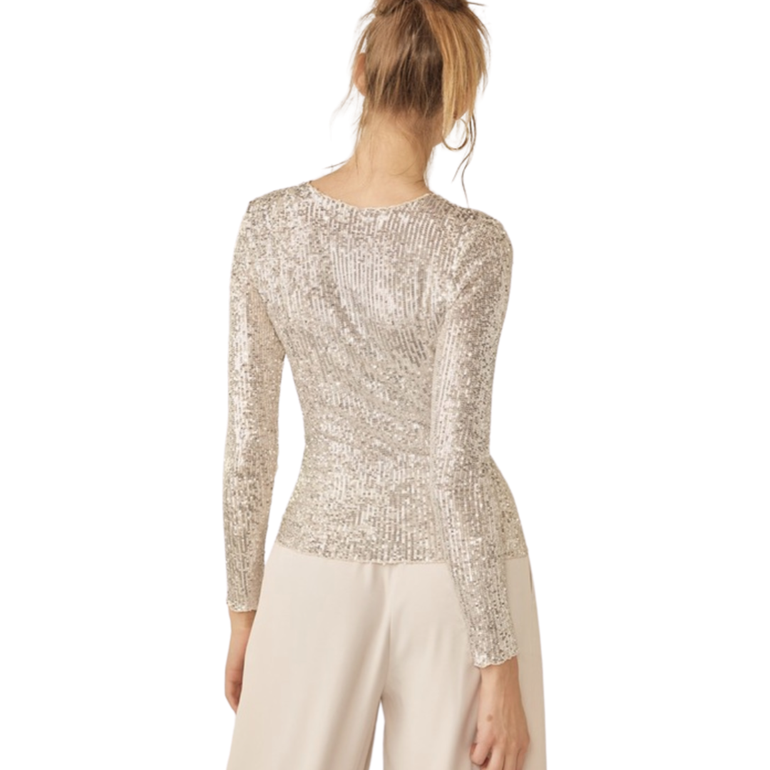 Apparel- Idem Ditto Long Sleeve Sequin Sheer Top