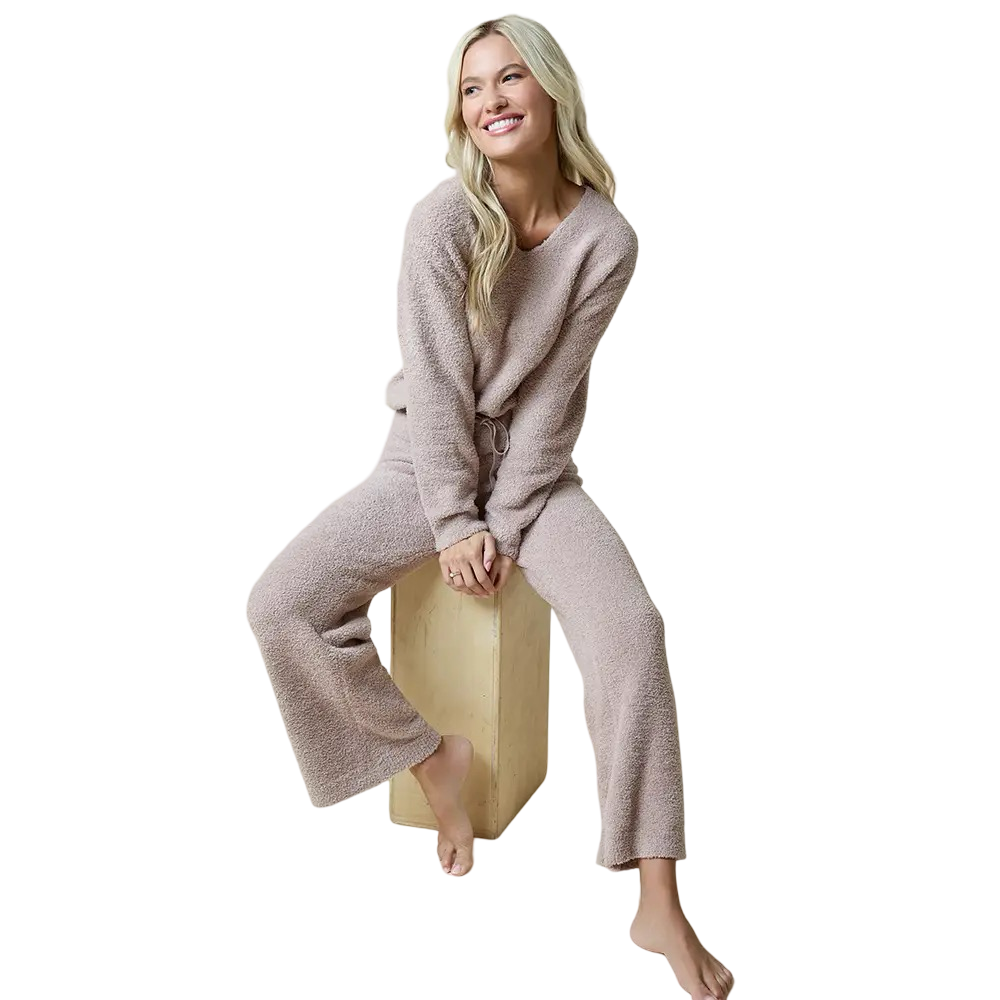 Apparel- Softies Marshmallow V Neck Lounge Set