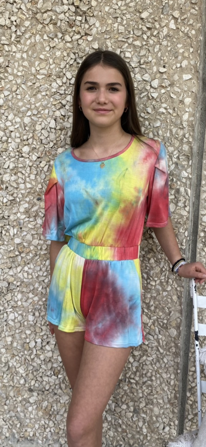 Girls- Erge Tie Dyed Terry Romper