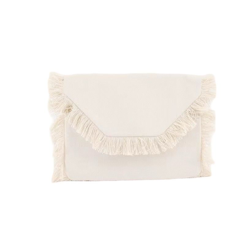Color Burst Cotton Fringed Canvas Envelope Clutch