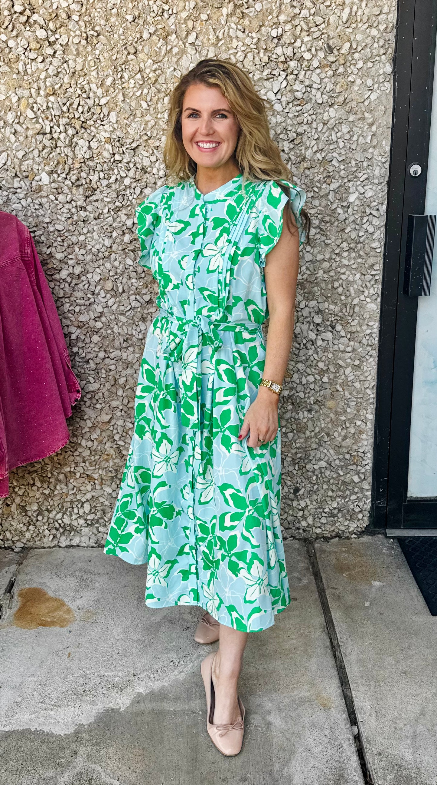 Apparel- Mary Square Jenn Tropical Bouquet Midi Dress
