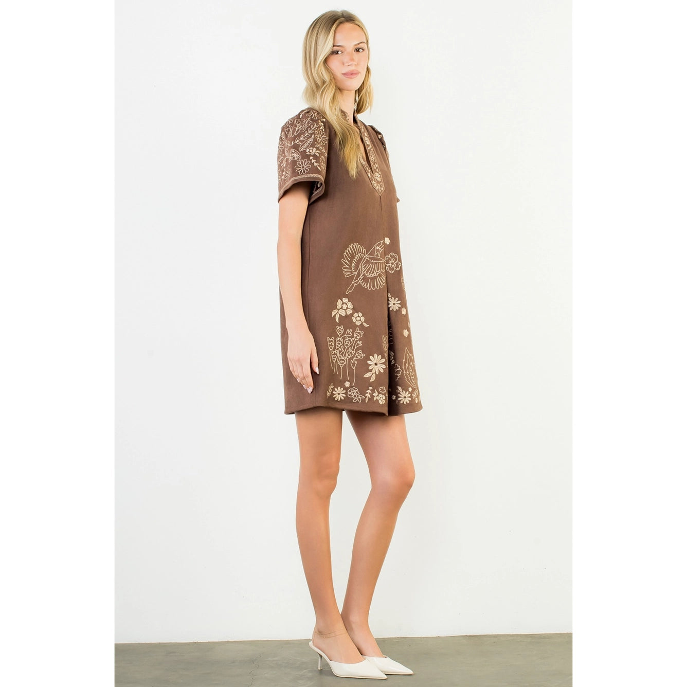 Apparel- THML Short Sleeve Embroidered Detail Dress