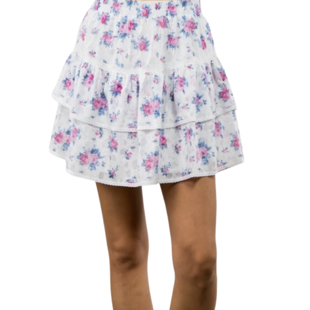 Apparel- Fanco Tiered Floral Mini Skirt