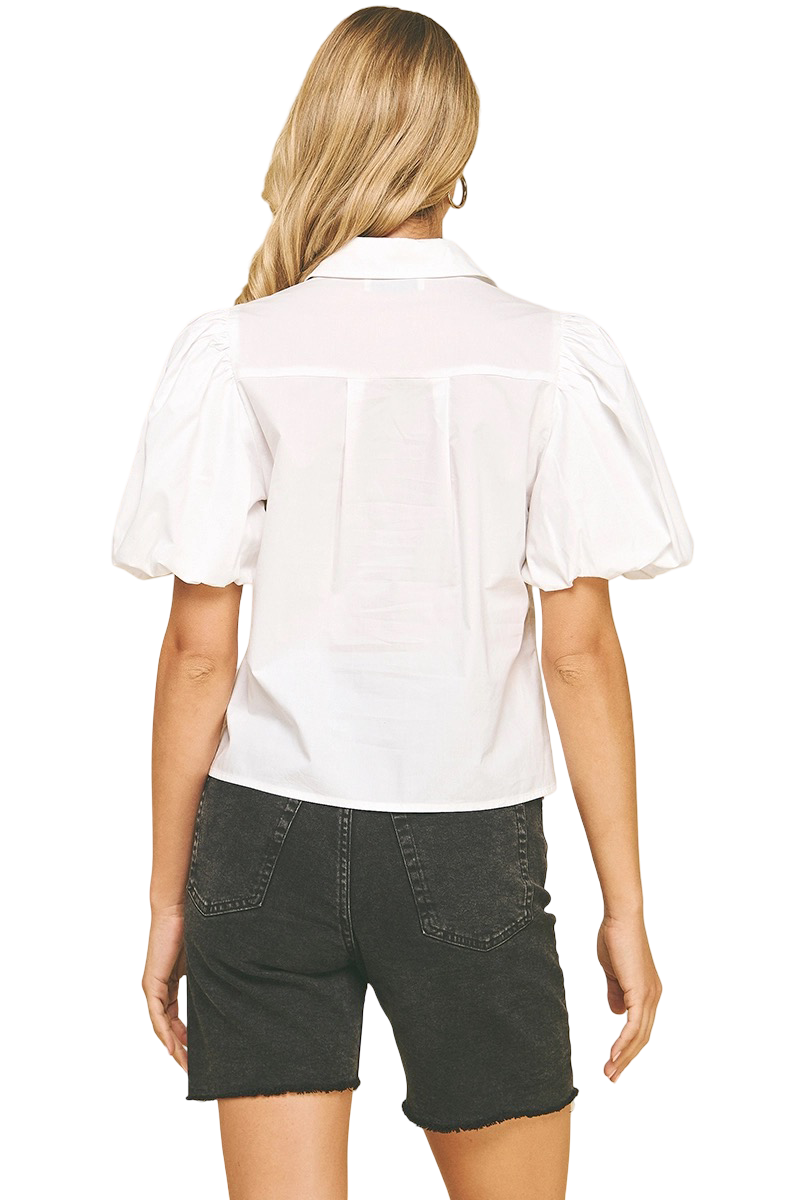 Apparel- Pinch Bubble Sleeve Short Sleeve Top