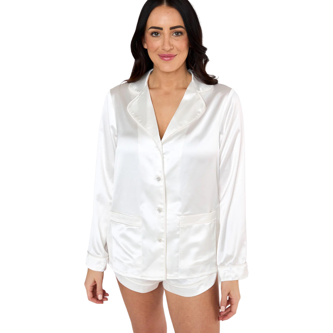 Apparel- Buddy Love Prescott Feather Trimmed Pajama Set