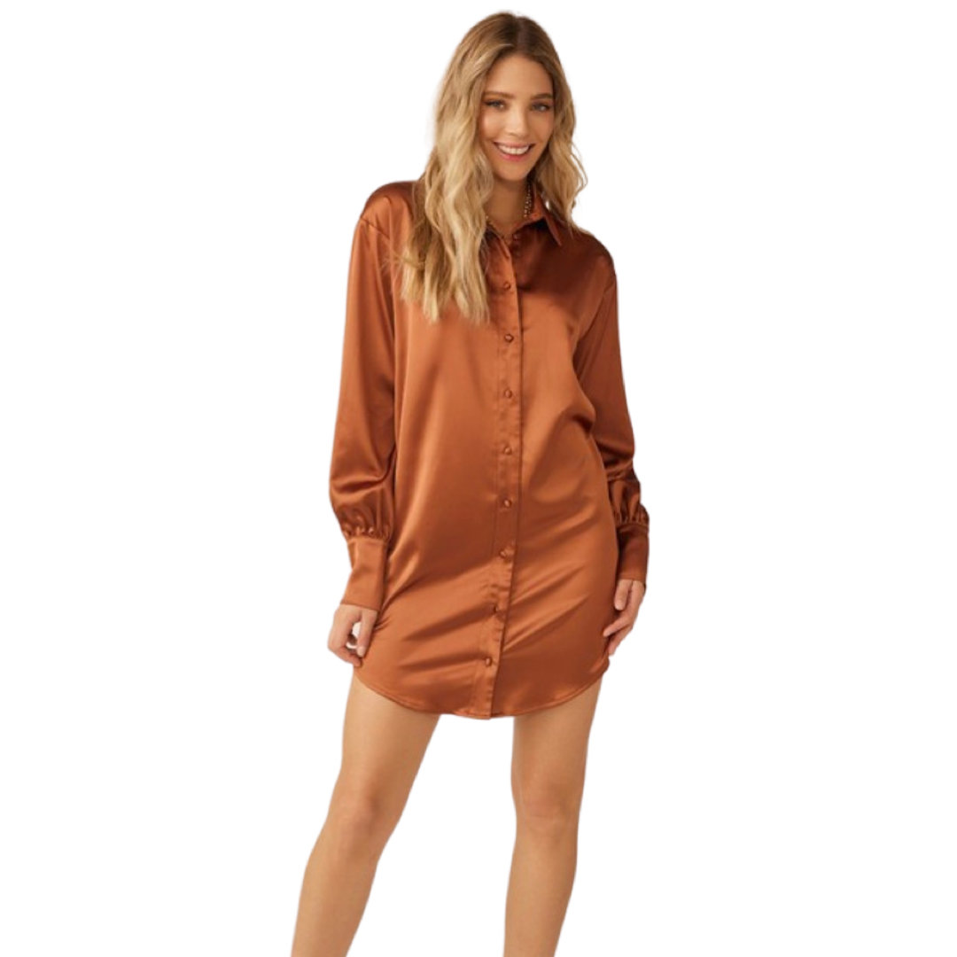 Apparel- Idem Ditto Satin Shirt Mini Dress