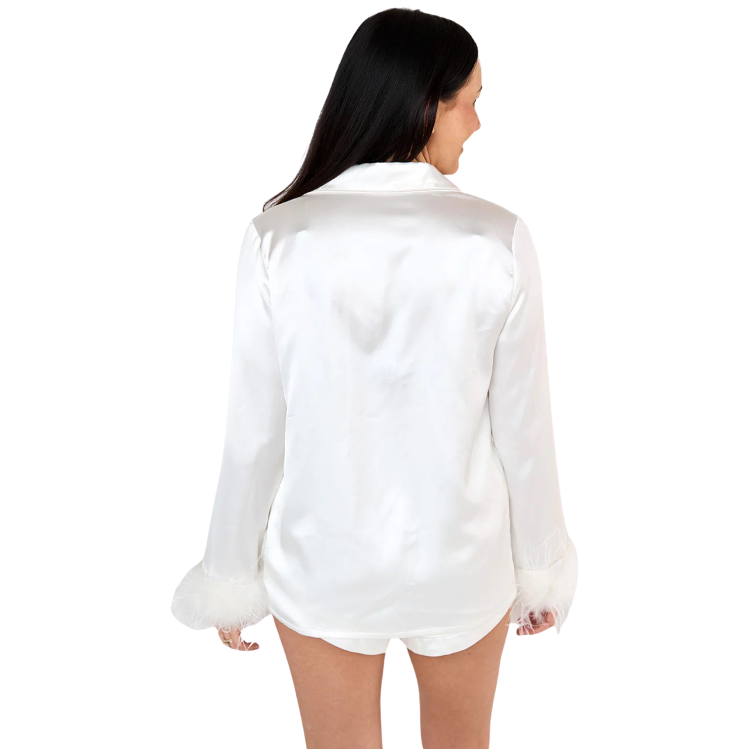Apparel- Buddy Love Prescott Feather Trimmed Pajama Set