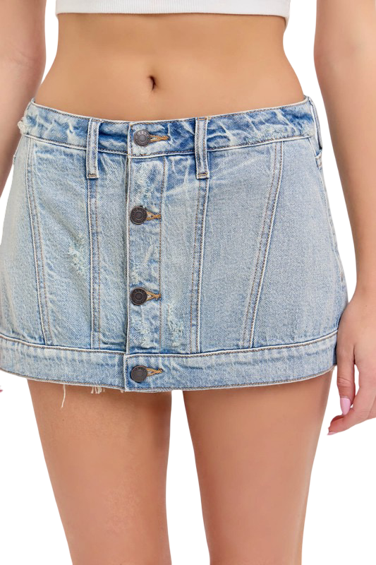 Apparel- Cello Button Front Mini Skirt Skort