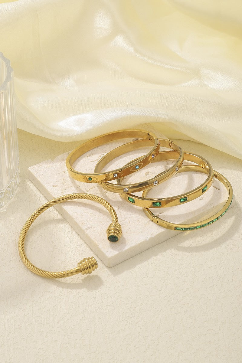 Bracelets- M&E Bling Gold CZ Bangles