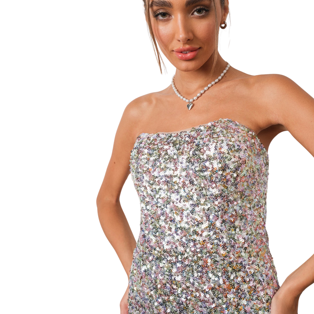 Apparel- Pretty Garbage Strapless Sequin Mini Dress