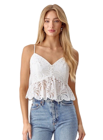 Apparel- Adelyn Rae Chelsea Cotton Eyelet Tank