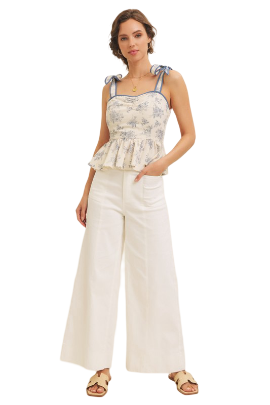 Apparel- In February Floral Print Cotton Peplum Top