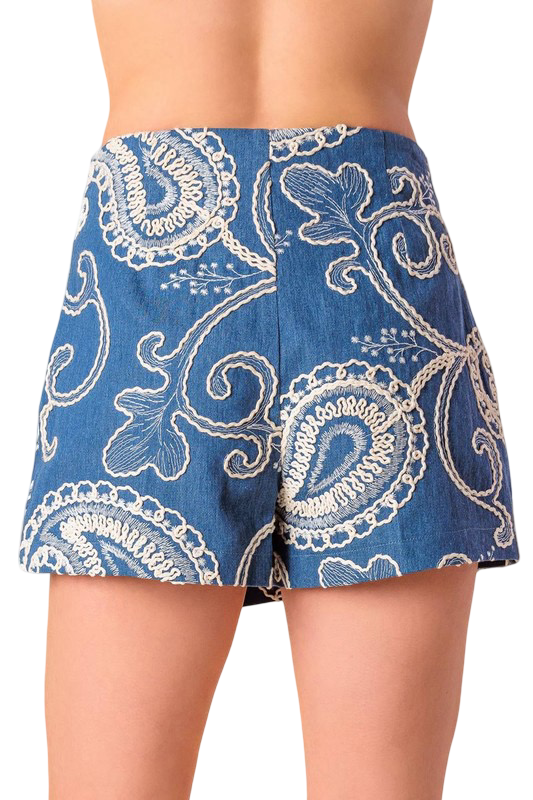 Flying Tomato Embroidered Denim Mini Skirt