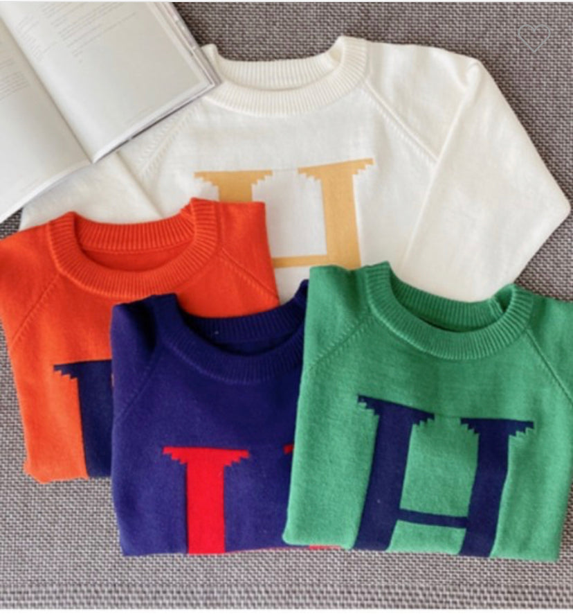 Apparel- Wanna B ME Classic Letter Accent Knitted Sweater