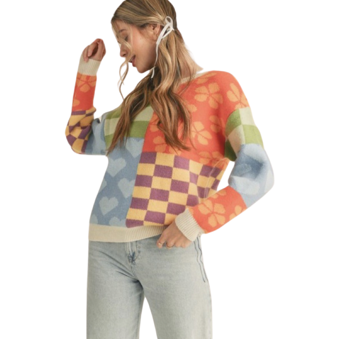Apparel- En Merci Multi Pattern Patch Sweater