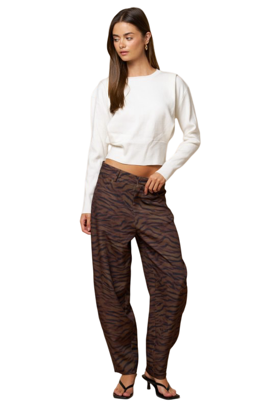 Suéter de punto cropped con cuello redondo LALAVON