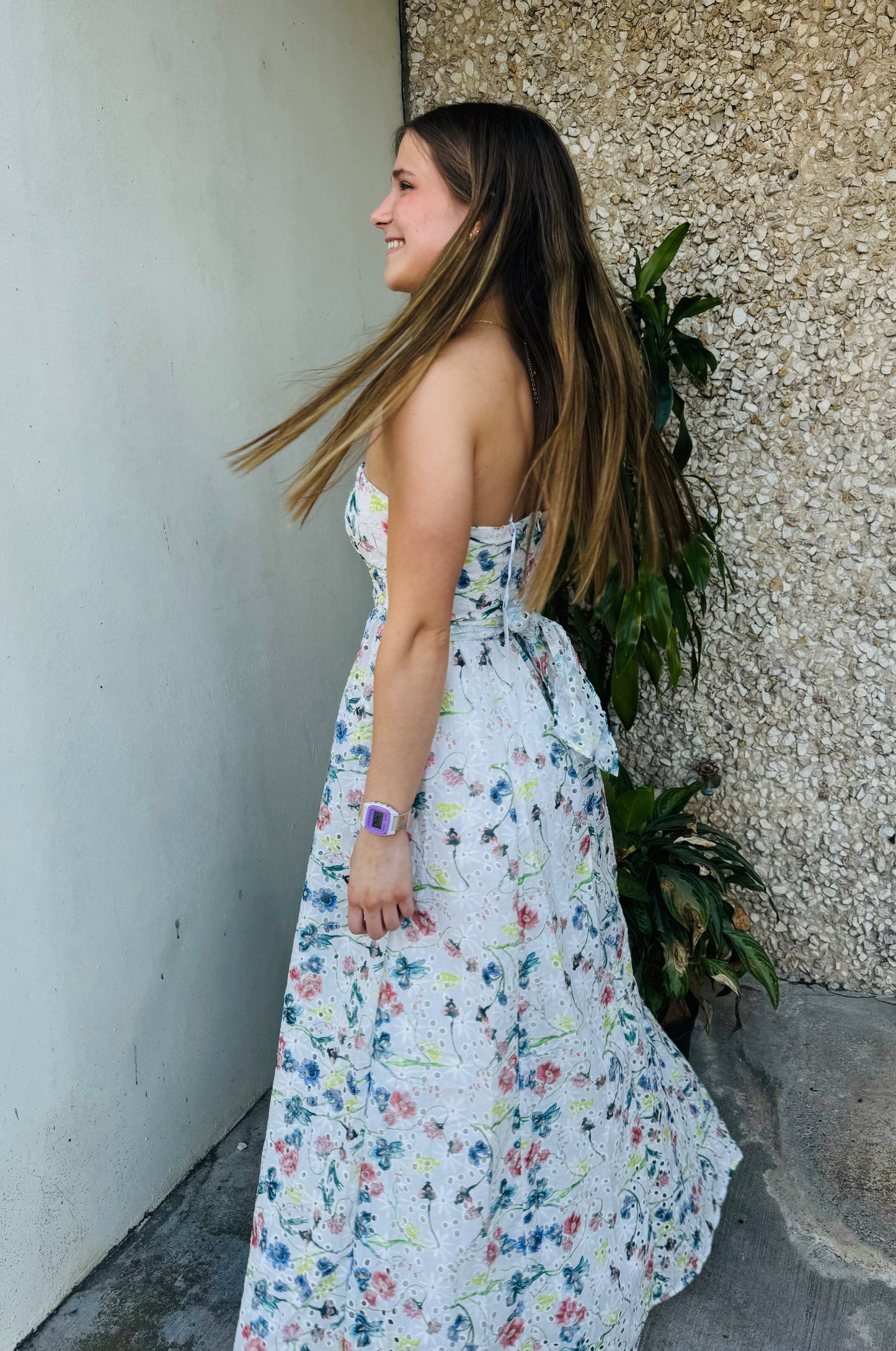 Apparel- Storia Eyelet Floral Maxi Dress