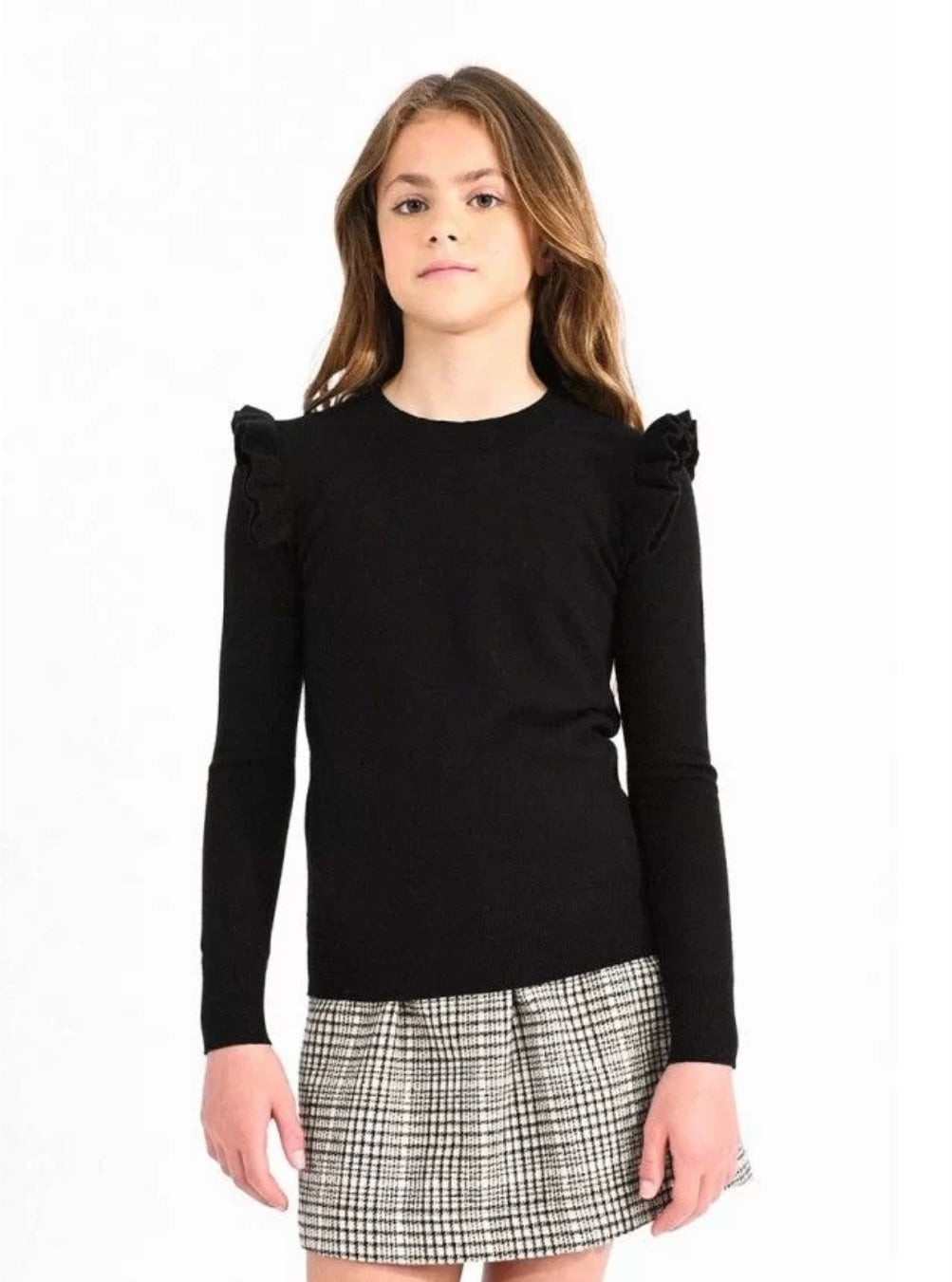 Girls-Mini Molly Bracken Fitted Ruffle Sleeve Sweater Top