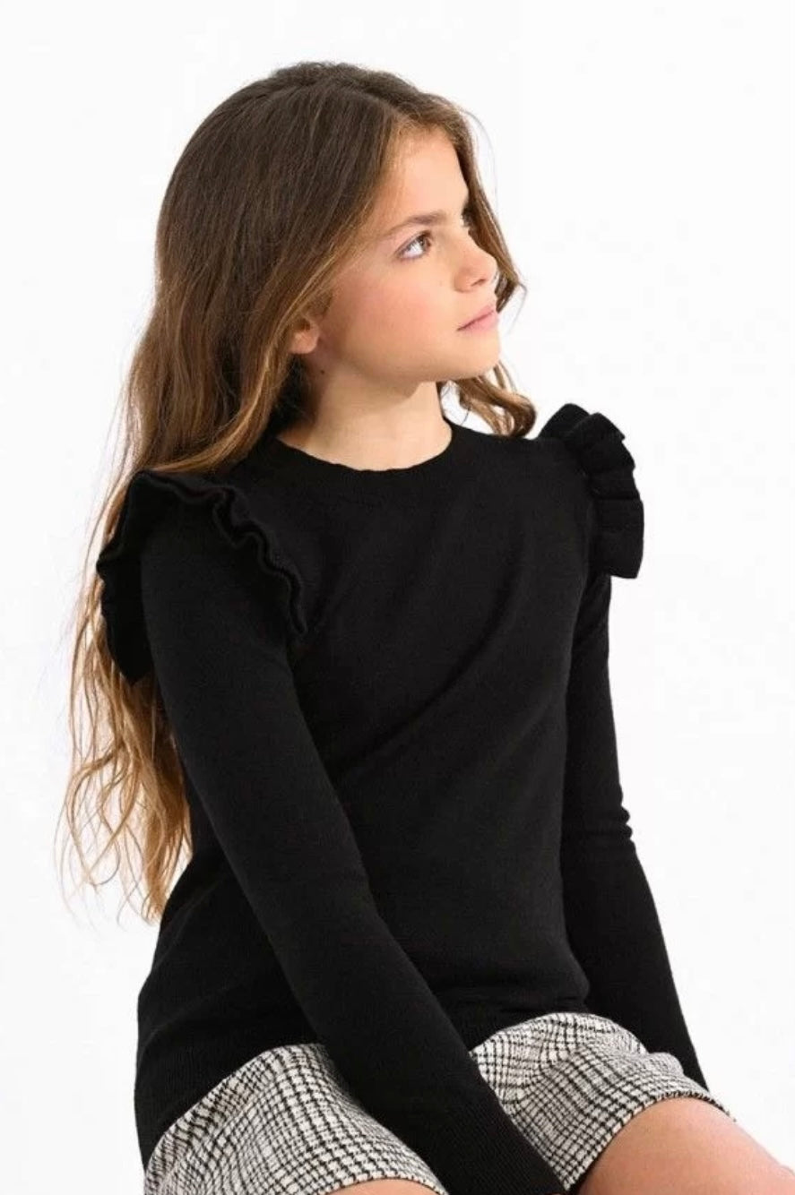 Girls-Mini Molly Bracken Fitted Ruffle Sleeve Sweater Top