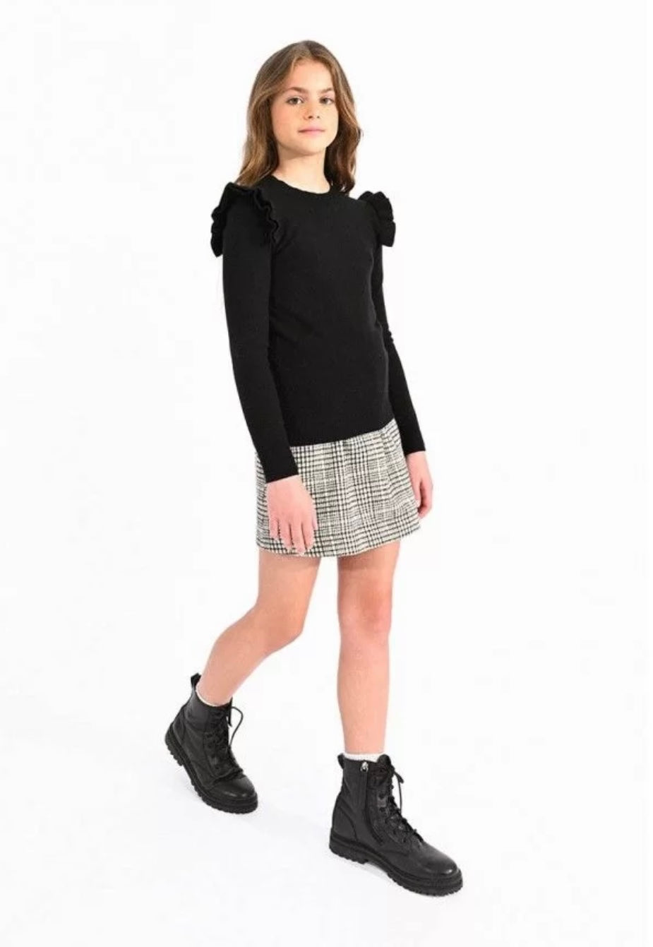 Girls-Mini Molly Bracken Fitted Ruffle Sleeve Sweater Top