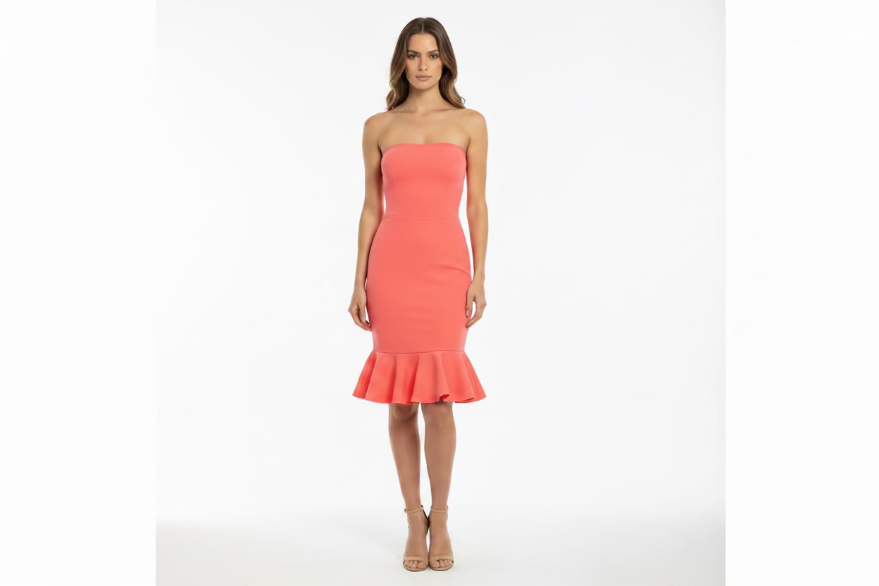 Mable Strapless Ruffle Bottom Dress
