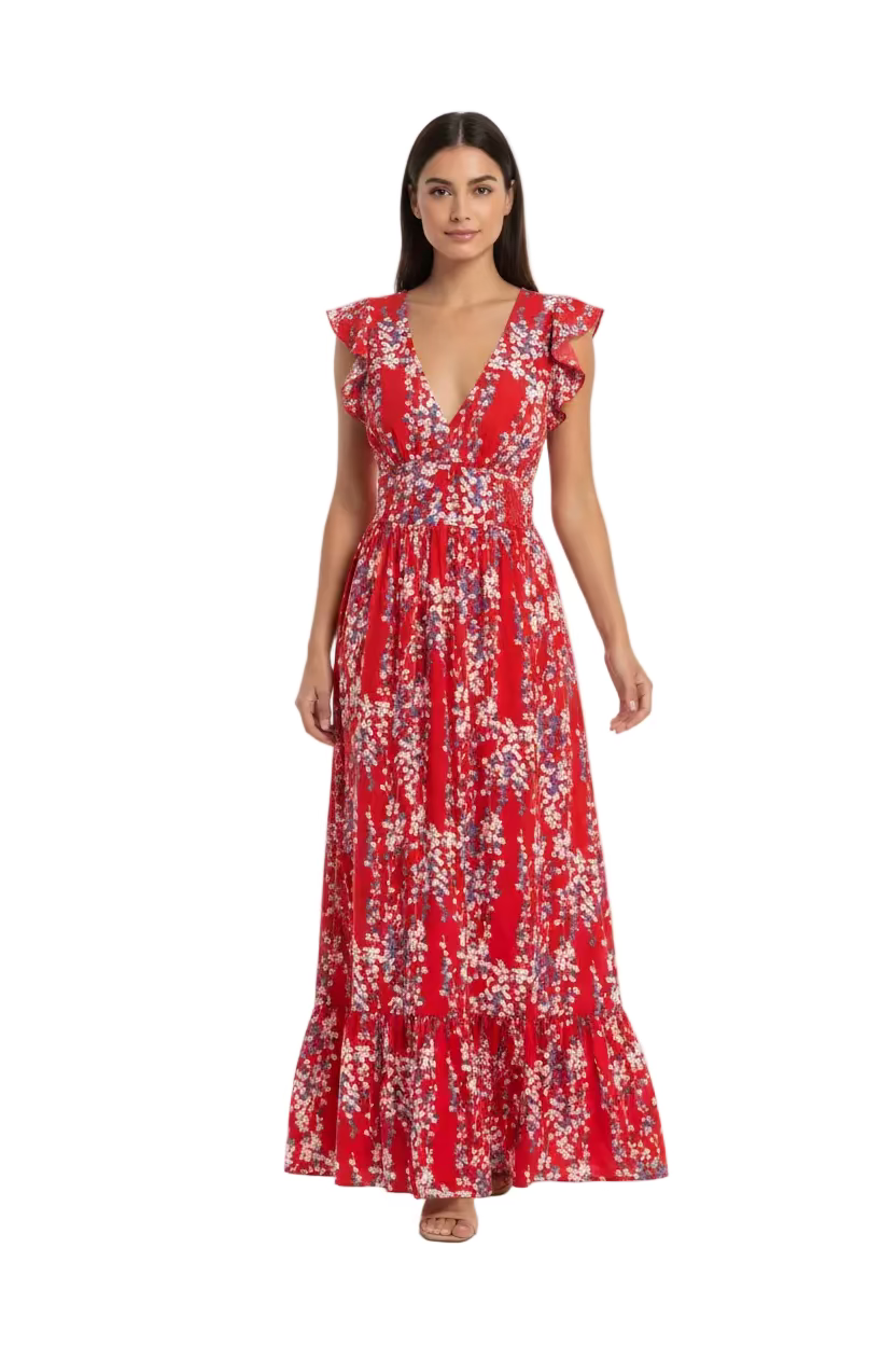 PartyEight Multi Color Floral Ruffled Midi Skirt Outfit Set