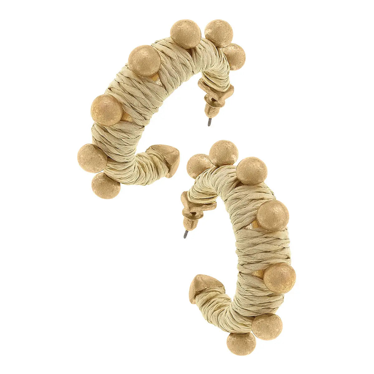 Earrings- Canvas Ibiza Studded Raffia Hoop Earrings Hoop Earrings