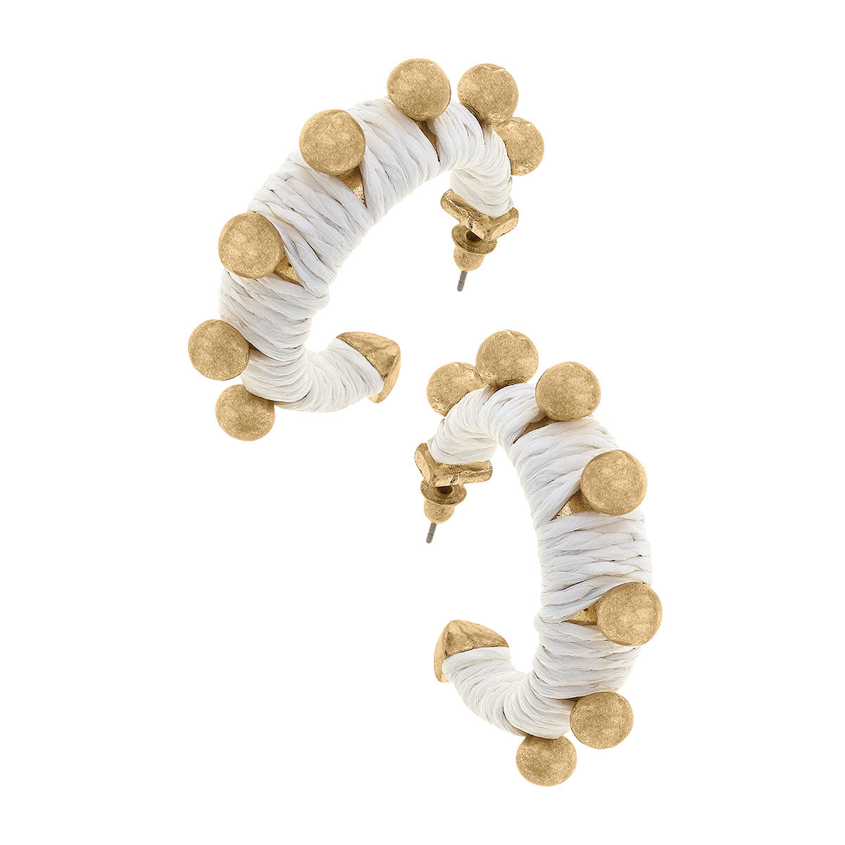 Earrings- Canvas Ibiza Studded Raffia Hoop Earrings Hoop Earrings