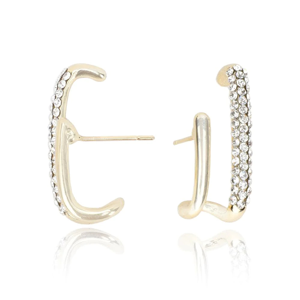 Earrings- Vintage Havana Pave Gold Double Earrings