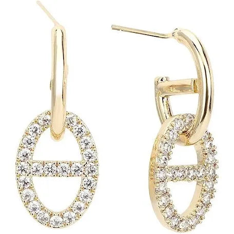 Earrings~ Vintage Havana Belle Gold Stone Buckeled Latch Back Earrings