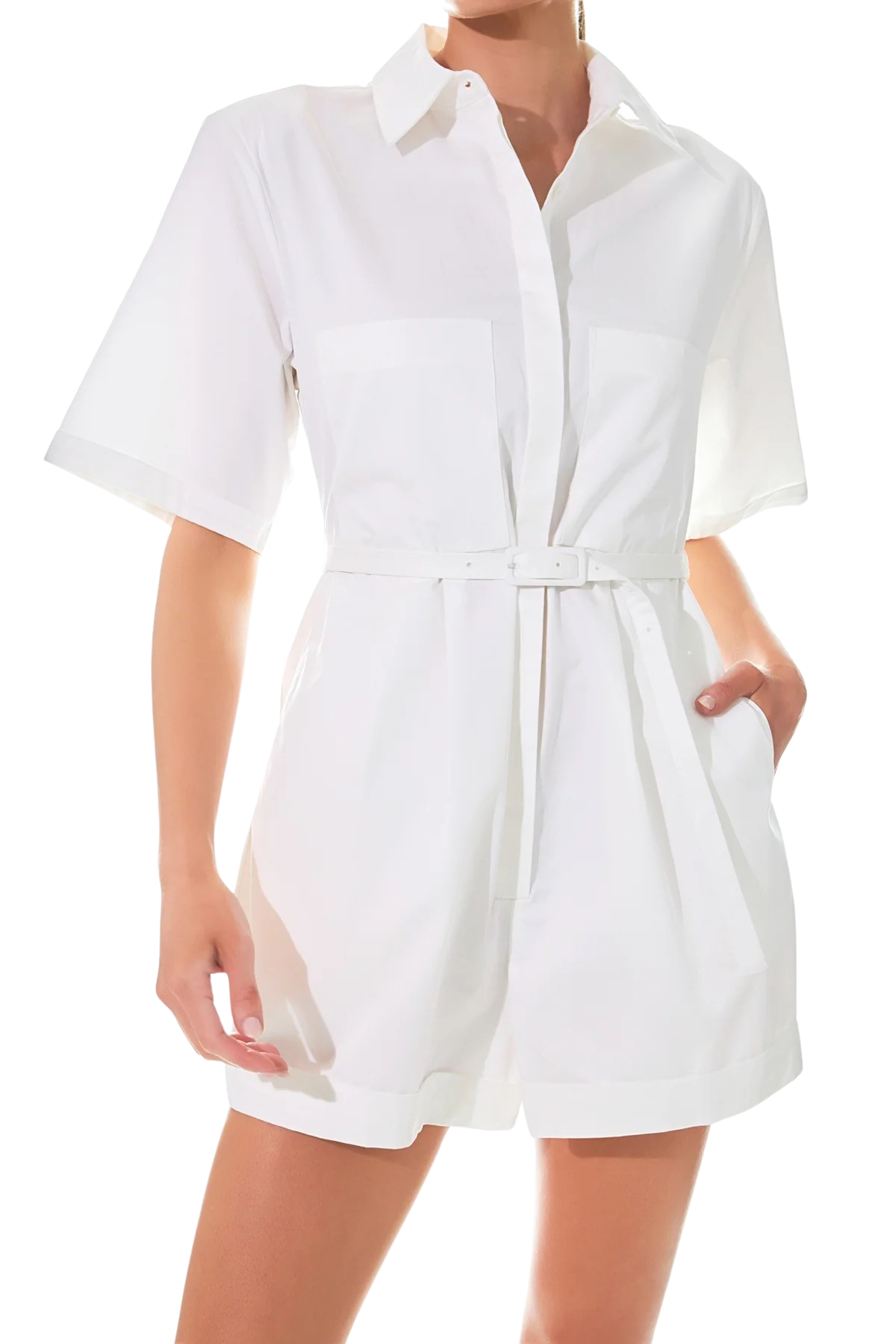 Apparel- Grey Lab Shoulder Pad Shirt Romper